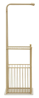 Porta Asciugamani da Terra Root 40x30x122 cm in Metallo e Marmo Artificiale Oro e Bianco      