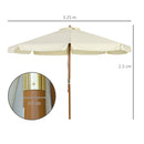 Ombrellone da Giardino con Doppio Tettuccio Ø3,25x2,50m in Legno di Bambù e Poliestere Beige
