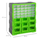 Cassettiera Box per Accessori Minuteria Verde 38x16x47.5 cm 