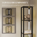 Lampada da Terra con 4 Ripiani 29x29x163 cm 3 Luminosità Regolabili e Interruttore a Pedale in MDF Nero   