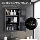 Specchiera Bagno 40x12x60 cm 1 Anta 3 Ripiani in Acciaio  Nero