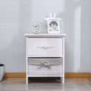 Comodino con 2 Cassetti 40x30x48 cm in Legno Massello Fumer Carol Bianco
