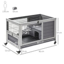 Conigliera 90x53x59 cm con Rampa e 4 Ruote in Legno Grigio  