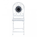 Set Tavolino + 2 Sedie con Mosaico in Metallo Bianco Antico