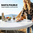 Tavolo da Campeggio Pieghevole Ø120x74 cm in Metallo e HDPE Bianco      