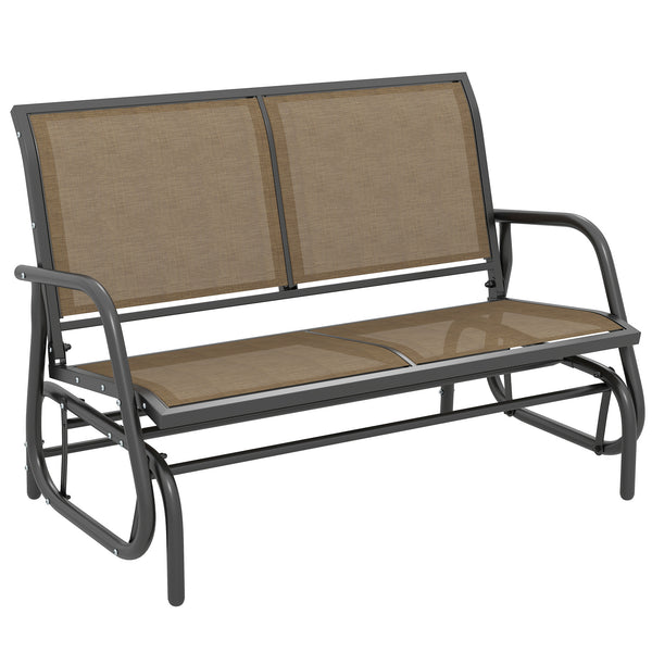 Panchina a Dondolo 2 Posti da Giardino 120x70x85 cm in Metallo e Tessuto a Rete Marrone Chiaro acquista