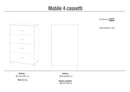 Mobile 4 Cassetti 70x112x41 cm Ossido Nero/Cemento