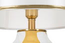 Lampada da Tavolo Ceramic Ø40x70 cm in Ceramica e Ferro e Tessuto Oro e Bianco      