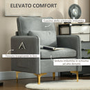 Poltroncina Moderna 72x72x90 cm in Tessuto Effetto Lino Grigio
