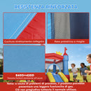 Castello Gonfiabile per Bambini 342x255x209 cm con Scivolo Piscina per Palline Canestro da Basket e Soffiatore in Tessuto Oxford Blu      