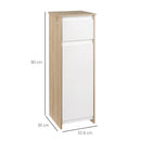 Mobile Bagno con Cassetto e Armadietto con Ripiano Regolabile Interno 32,6x30x90 cm in MDF Bianco e legno naturale