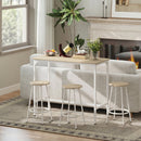 Set da Pranzo 5 Pezzi con Bancone da Bar 110x50x89,5 cm e Sgabelli Ø30x60,5 cm in Legno e Metallo Color Legno      
