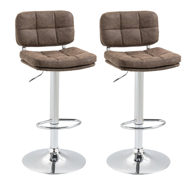 Set 2 Sgabelli da Bar 41,5x45x85-107 cm in Similpelle Marrone e Argento online
