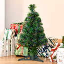 Albero di Natale Artificiale 60 cm 55 Rami con Fibra Ottica Verde 