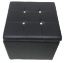 Cubo Pouf Contenitore in Similpelle e Cristalli Renier Nero