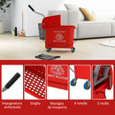 Carrello Pulizie 60x27x70,5 cm Lavapavimenti con Strizzatore in Plastica Rosso      
