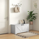 Cassapanca con Cerniere di Sicurezza Contenitore Capacità 127L 100x40x45cm in Legno Bianco  