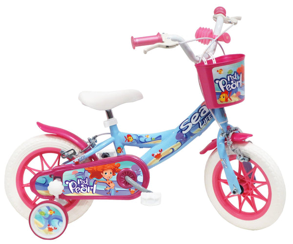 acquista Bicicletta per Bambina 12" 2 Freni Gomme in EVA Sea Life Verde Marine e Rosa