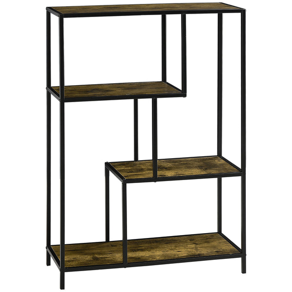 Libreria Moderna 4 Ripiani 83x34x180 cm in Legno e Metallo Marrone prezzo