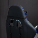 Sedia da Gaming in Similpelle con Sostegno Lombare e Collo Nera e Blu 