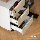 Schedario Cassettiera da Ufficio con 3 Cassetti 4 Ruote con Serratura e 2 Chiavi Bianco e Rovere      