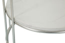 Tavolinetto Towery Ø40x76 cm in Ferro e Marmo Argento      