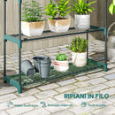 Set di 2 Scaffali per Piante a 4 Livelli 90x28x104 cm con Ganci in Acciaio Verde      