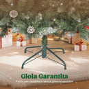Albero di Natale Alto 210 cm 928 Rami Pigne e Bacche Rosse Base in Metallo Verde      
