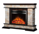 Camino Elettrico da Pavimento 88x118x30,5 cm Effetto Fiamma 1500W Stone & Ararat Noce