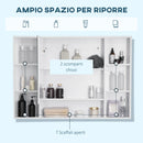 Pensile da Bagno con Anta a Specchio 100x15x70 cm in MDF Bianca