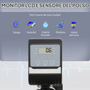 Cyclette Orizzontale Magnetica 8 Resistenze Display LCD Sedile Regolabile ed Elastici per Braccia Nero   
