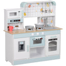 Cucina Giocattolo per Bambini 3+ Anni con Fornello Interattivo Forno e Macchina Caffè in Legno Bianco      