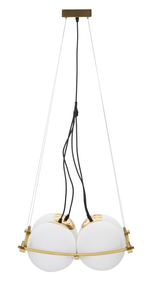 Lampadario Japan Square 45x45x20 cm in Ferro e Vetro Oro e Bianco prezzo