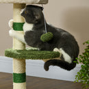 Albero Tiragraffi per Gatti con Lettino Piattaforma e Palo Sisal Verde e Bianco      