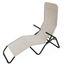 Lettino Sdraio a Dondolo 190x58x97 cm Struttura in Acciaio e Rivestimento in PVC e Poliestere Avorio Mélange      