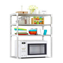 Scaffale Salvaspazio per Microonde 60x25x65 cm 3 Ripiani Rack per Cucina