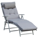Sdraio da Giardino Pieghevole Reclinabile 137x63,5x100,5 cm in Metallo e con Materassino Grigio