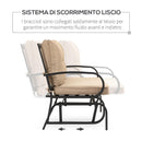 Panchina Dondolo da Giardino 2 Posti 122x70x87 cm in Acciaio e Ghisa con Cuscini Cachi