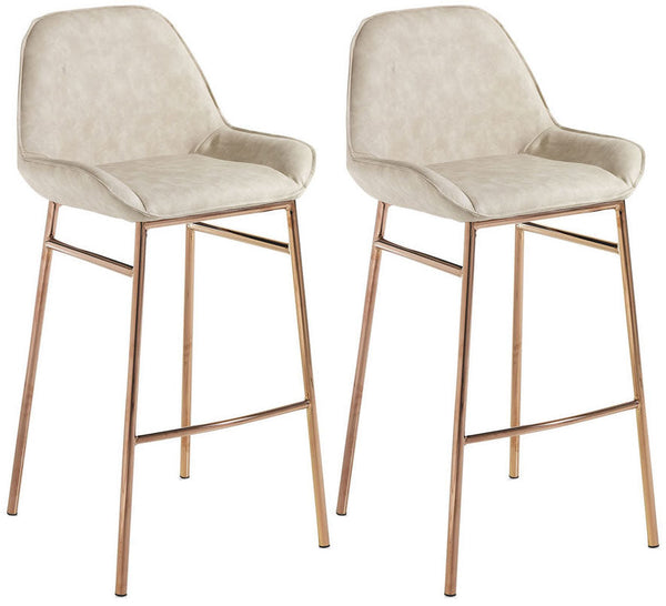 sconto Set 2 Sgabelli 49,5x41x105 cm in Similpelle Beige