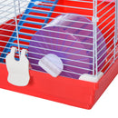 Gabbia per Criceti 2 Livelli 47x30x27 cm in Metallo e PP Rosso