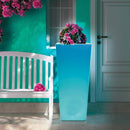 Vaso Quadrato Luminoso da Giardino Solare Autoricaricabile 45x45x102 cm in Polietilene Sined Solar 102 Bianco