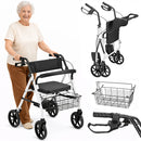 Deambulatore Rollator Sedile per Anziani o Disabili 53x67x81–91 cm Seduta Imbottita Bianco e Nero      