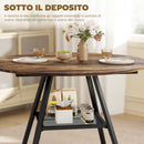 Tavolo da Pranzo 4 Posti Ø100x76 cm Stile Industriale con Ripiano in Metallo Marrone Rustico      