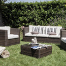 Set Salotto da Giardino Divano 3 Posti Tavolo e 2 Poltrone in Polyrattan Marrone Bertozzi Capri