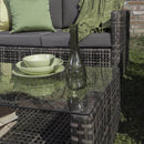 Set Salotto da Giardino Divano Tavolo 2 Poltrone in Polyrattan Marrone Bertozzi Dafne