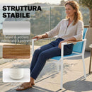 Set 4 Pezzi Salotto da Giardino Divano 2 Poltrone Tavolo in Metallo e Texteline Blu      
