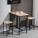 Set Tavolo con 2 Sgabelli in Legno e Acciaio  Nero