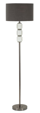 Lampada da Terra Bright One Ø42,5x163 cm in Vetro e Ferro e Tessuto Bianco e Grigio      