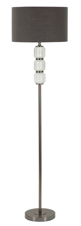Lampada da Terra Bright One Ø42,5x163 cm in Vetro e Ferro e Tessuto Bianco e Grigio acquista