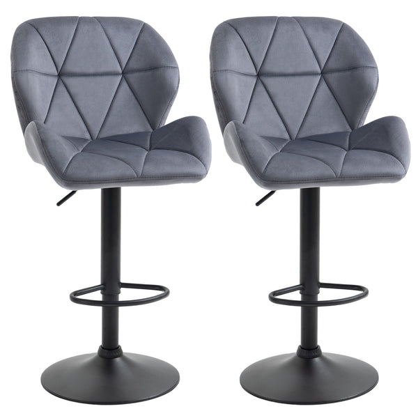 online Set 2 Sgabelli da Bar 51,5x57,5x93-114,5 cm in Tessuto Effetto Velluto Grigio